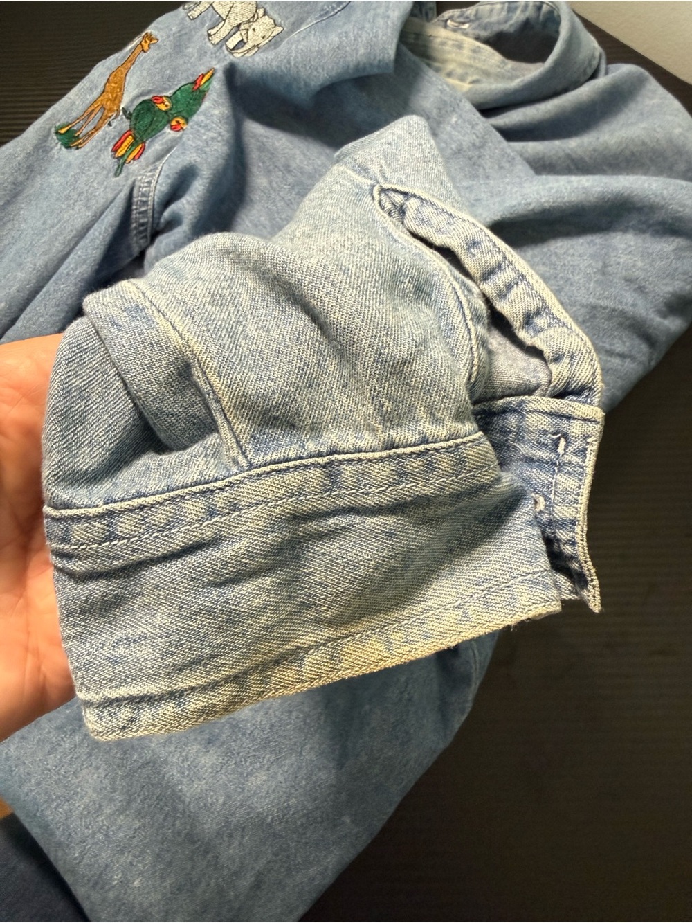 🌈🦁 Vintage Carolina Colours Noah’s Ark Embroidered Denim Shirt XL - Picture 10 of 12